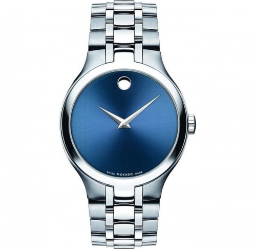Movado Collection 0606369 Blue Dial Mens Steel Watch 38mm MOVADO