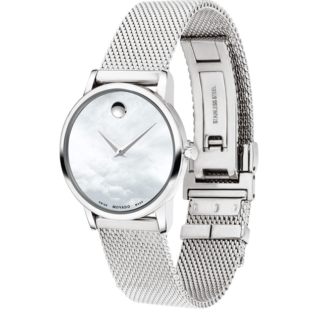 đồng hồ Movado Museum Classic White Watch 28mm 0607350