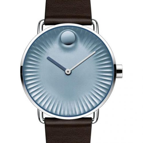 MOVADO EDGE BLUE DIAL BROWN WATCH 40MM