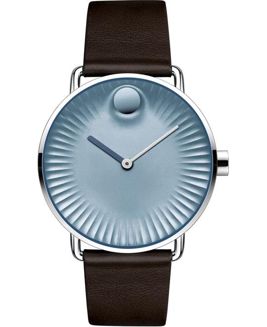 87336 MOVADO EDGE BLUE DIAL BROWN WATCH 40MM