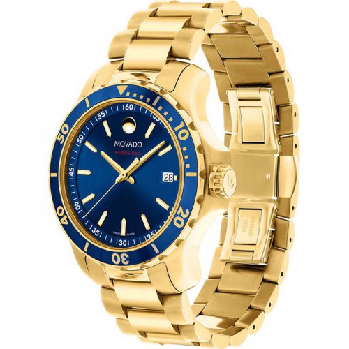 Movado 2600144 Series 800 Blue Yellow Gold PVD Watch 40mm