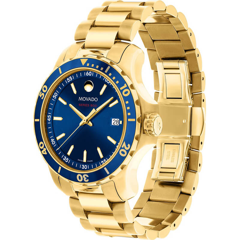 movado-2600144-series-800-blue-yellow-gold-pvd-watch-40mm-2 Movado 2600144 Series 800 Blue Yellow Gold PVD Watch 40mm