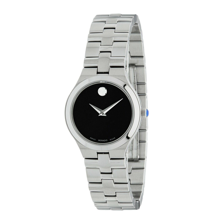 Movado 0607444 Juro Black Dial Ladies Watch 26mm