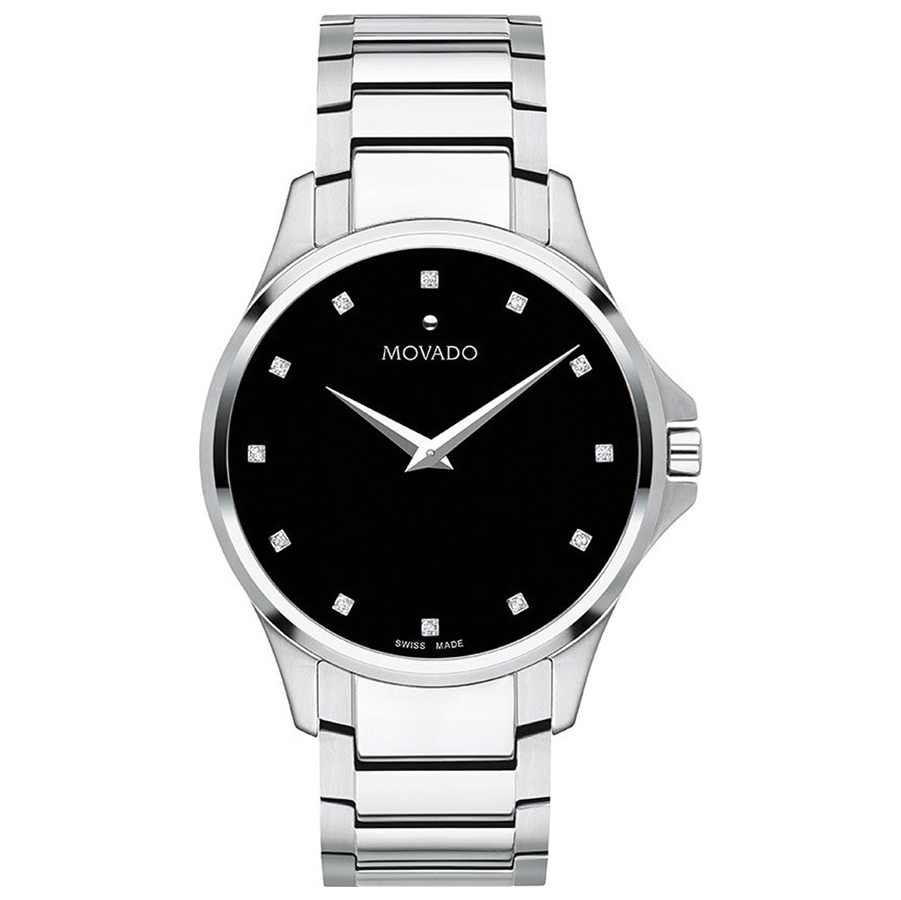 8 Movado 0607449 Ario Black Dial Steel Unisex Watch 39mm